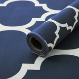 Non-Slip Geometric Lattice Printed Area Rug Navy