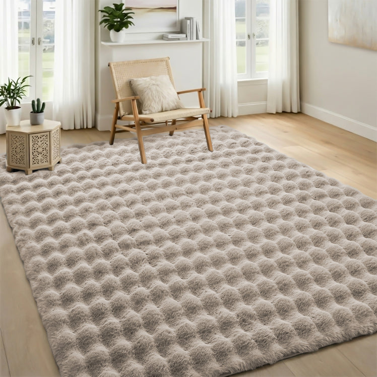 Soft Bubble Rug – Faux Fur Textured Washable Area Rug