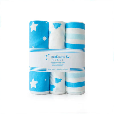 Newborn Baby Swaddle Wrap 3 Pack Blue