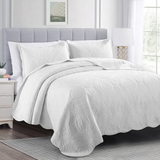 Luxury White Cotton Quilted Bedspread