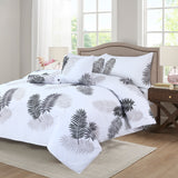 Leaf Printed Duvet Cover Set White