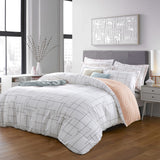 Tile Pattern Printed Reversible Duvet Cover Set White