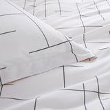 Tile Pattern Printed Reversible Duvet Cover Set White