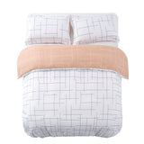 Tile Pattern Printed Reversible Duvet Cover Set White