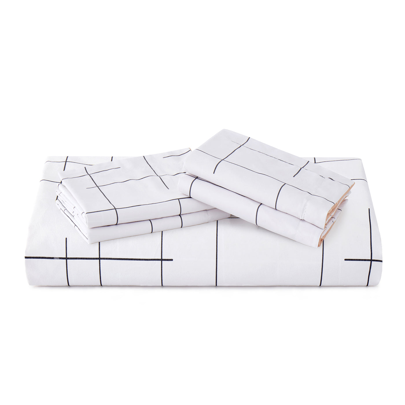 Tile Pattern Printed Reversible Duvet Cover Set White/Cream