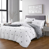 Doted Printed Reversible Duvet Cover Set White/Grey