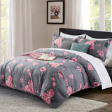 Bouquet Printed Duvet Cover Set Grey