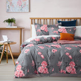 Bouquet Printed Duvet Cover Set Grey