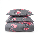 Bouquet Printed Duvet Cover Set Grey