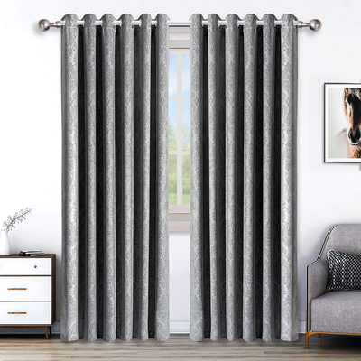 Embossed Blackout Eyelet Curtains Charcoal