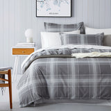 Check Printed Duvet Cover Set Grey