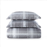 Check Printed Duvet Cover Set Grey