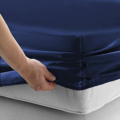 Navy Deep Fitted Sheets 25CM
