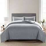 Stripe Grey Duvet Cover Set With Pillowcases