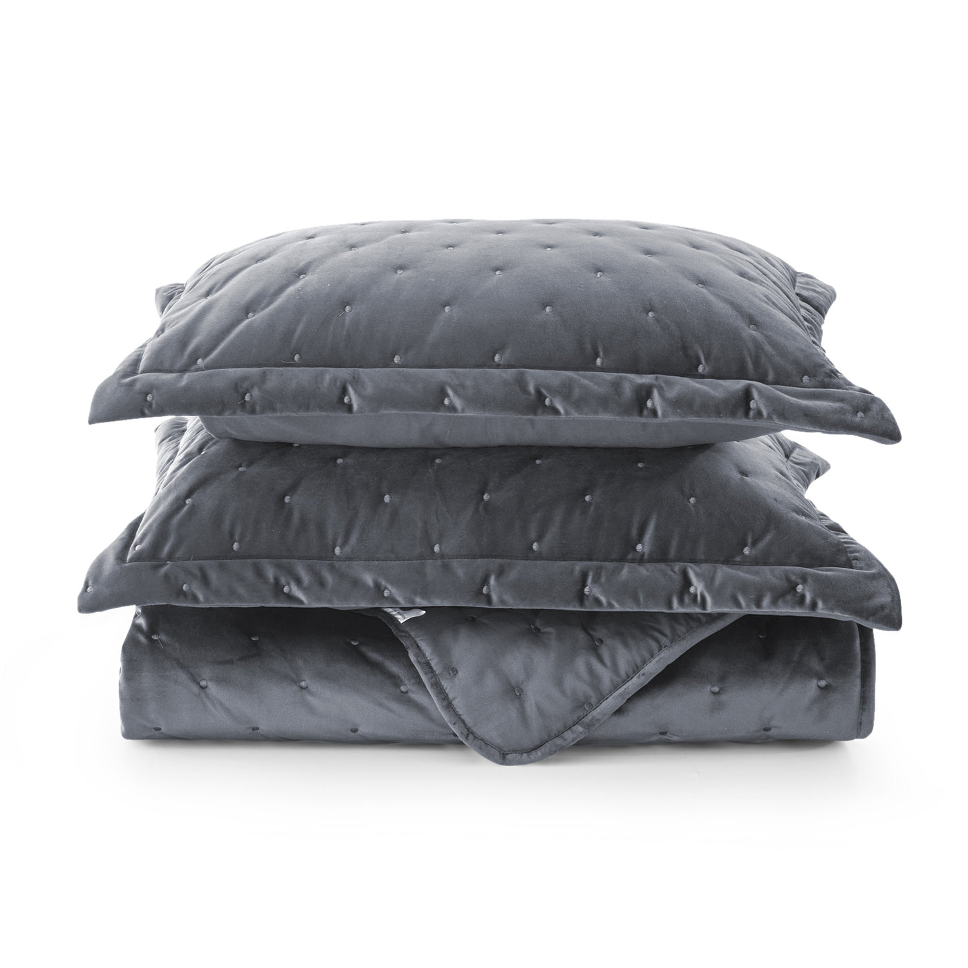 Crushed Velvet Bedspread Grey Bedding Set