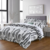 Brushed Stripes Printed Reversible Duvet Cover Set Grey