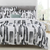 Brushed Stripes Printed Reversible Duvet Cover Set Grey