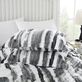 Brushed Stripes Printed Reversible Duvet Cover Set Grey