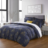 Gold Sparkle Printed Reversible Duvet Cover Set Navy