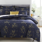 Gold Sparkle Printed Reversible Duvet Cover Set Navy