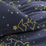 Gold Sparkle Printed Reversible Duvet Cover Set Navy