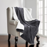 Grey Sherpa Throw Blanket