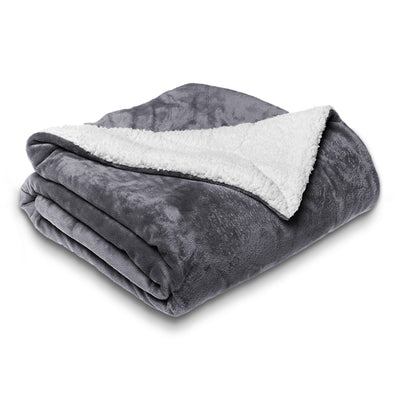 Grey Sherpa Throw Blanket