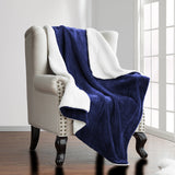 Navy Blue Sherpa Throw Blanket