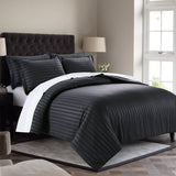 Stripe Black Duvet Cover Set With Pillowcases