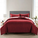 Stripe Burgundy Duvet Cover Set With Pillowcases