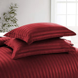 Stripe Burgundy Duvet Cover Set With Pillowcases