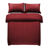 Stripe Burgundy Duvet Cover Set With Pillowcases