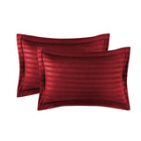 Stripe Burgundy Duvet Cover Set With Pillowcases