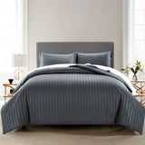 Stripe Charcoal Duvet Cover Set With Pillowcases