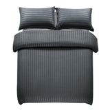 Stripe Charcoal Duvet Cover Set With Pillowcases