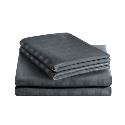 Stripe Charcoal Duvet Cover Set With Pillowcases