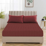 Burgundy Stripe Fitted Sheet 25CM