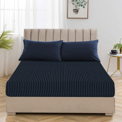 Navy Stripe Fitted Sheet 25CM