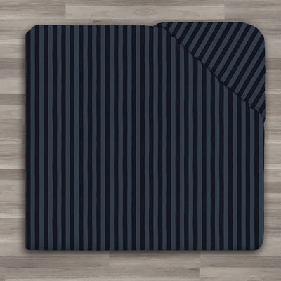 Stripe Fitted Sheet Extra Deep Elastic 25CM Navy