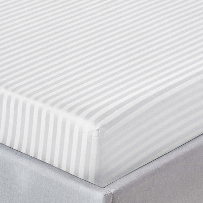 Stripe Fitted Sheet Extra Deep Elastic 25CM White