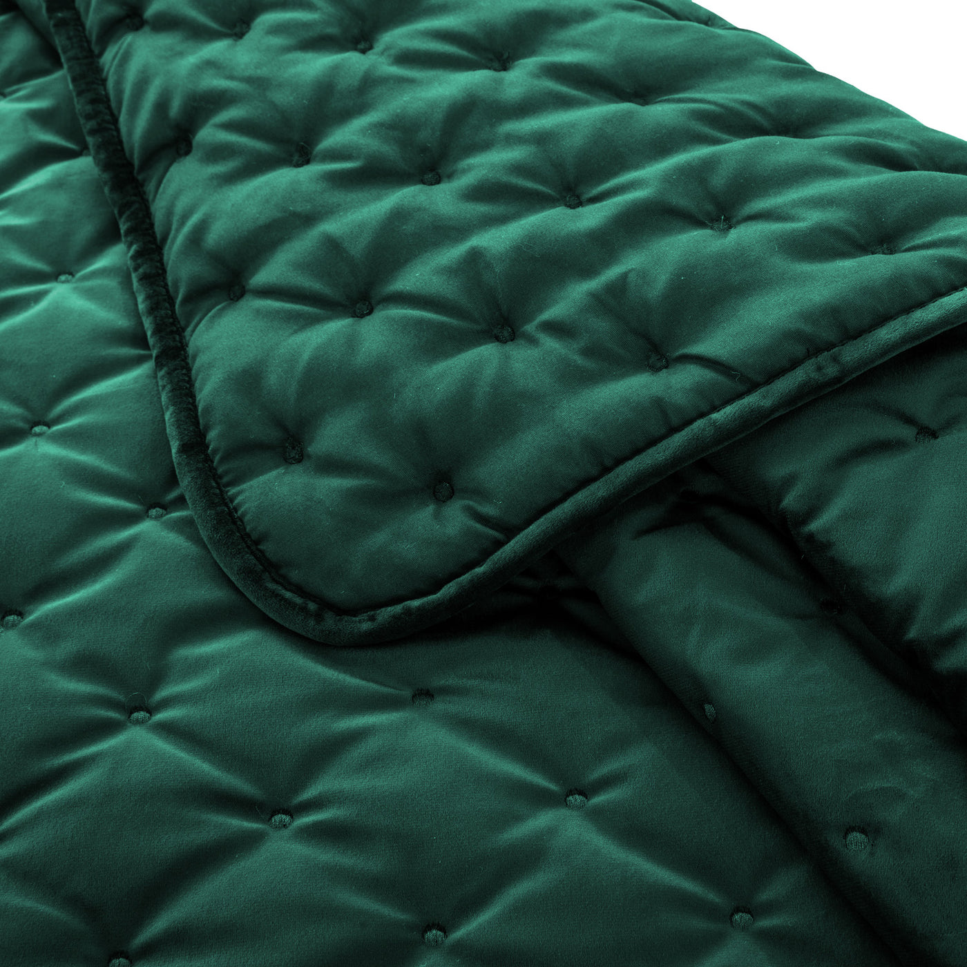 Green Crushed Velvet Bedspread Set & Matching Eyelet Curtain