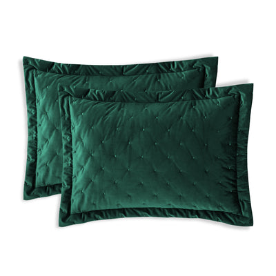 Green Crushed Velvet Bedspread Set & Matching Eyelet Curtain