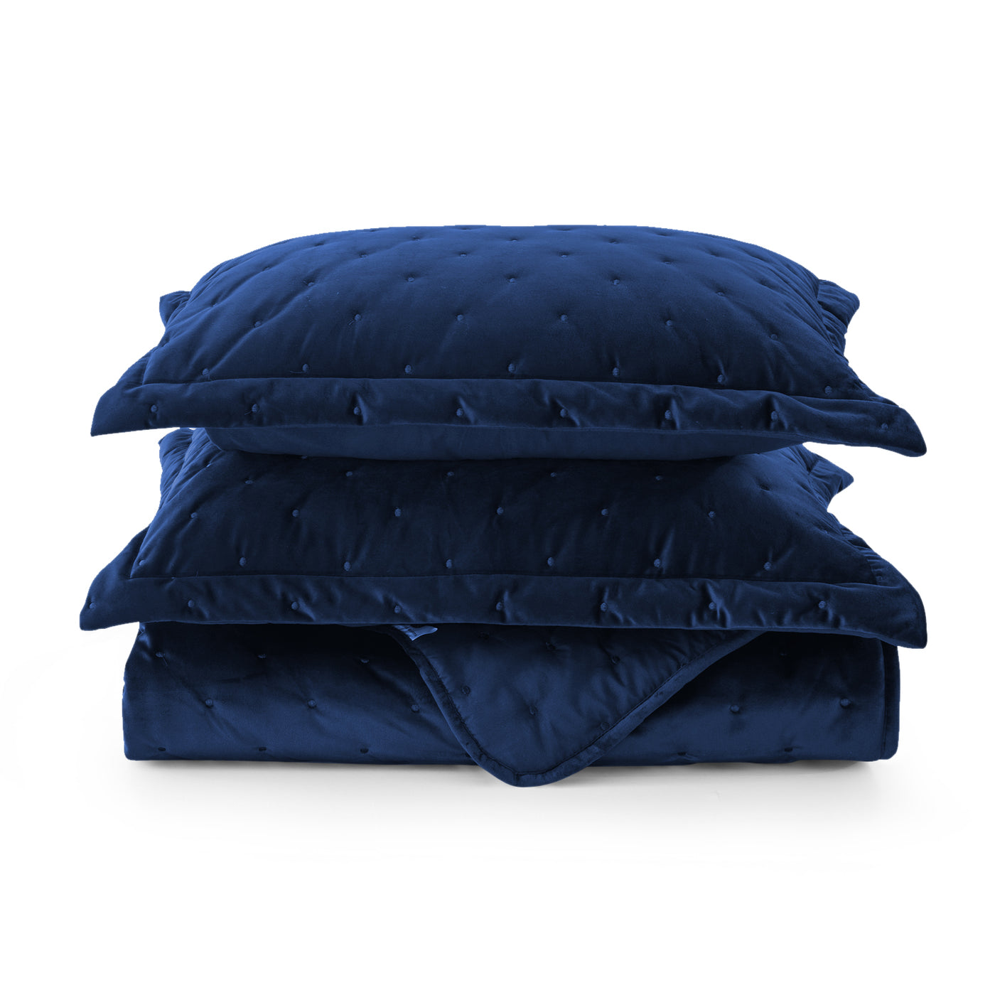 Blue Crushed Velvet Bedspread Set & Matching Eyelet Curtain