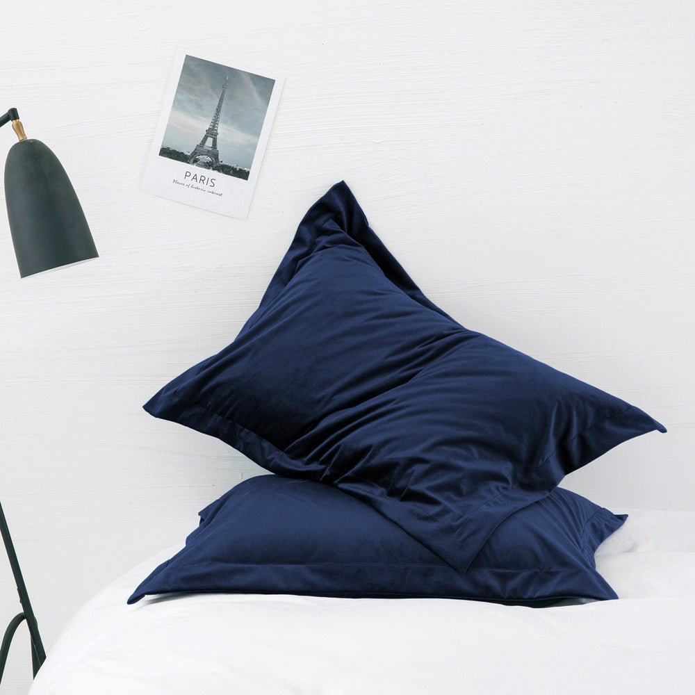 Crushed Velvet Duvet Cover Set Blue