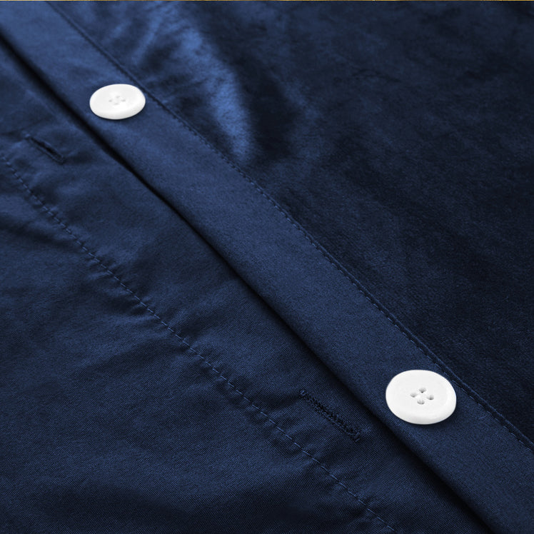Crushed Velvet Duvet Cover Set Blue