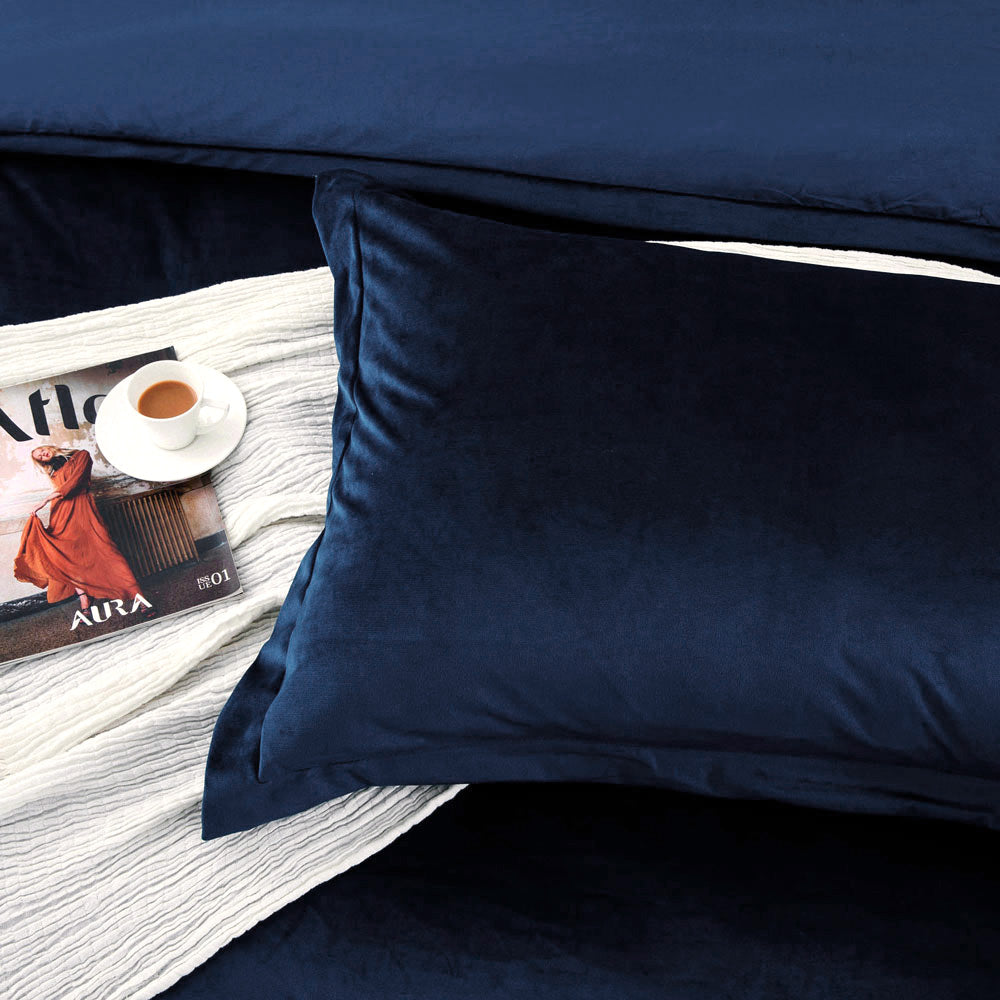 Crushed Velvet Duvet Cover Set Blue