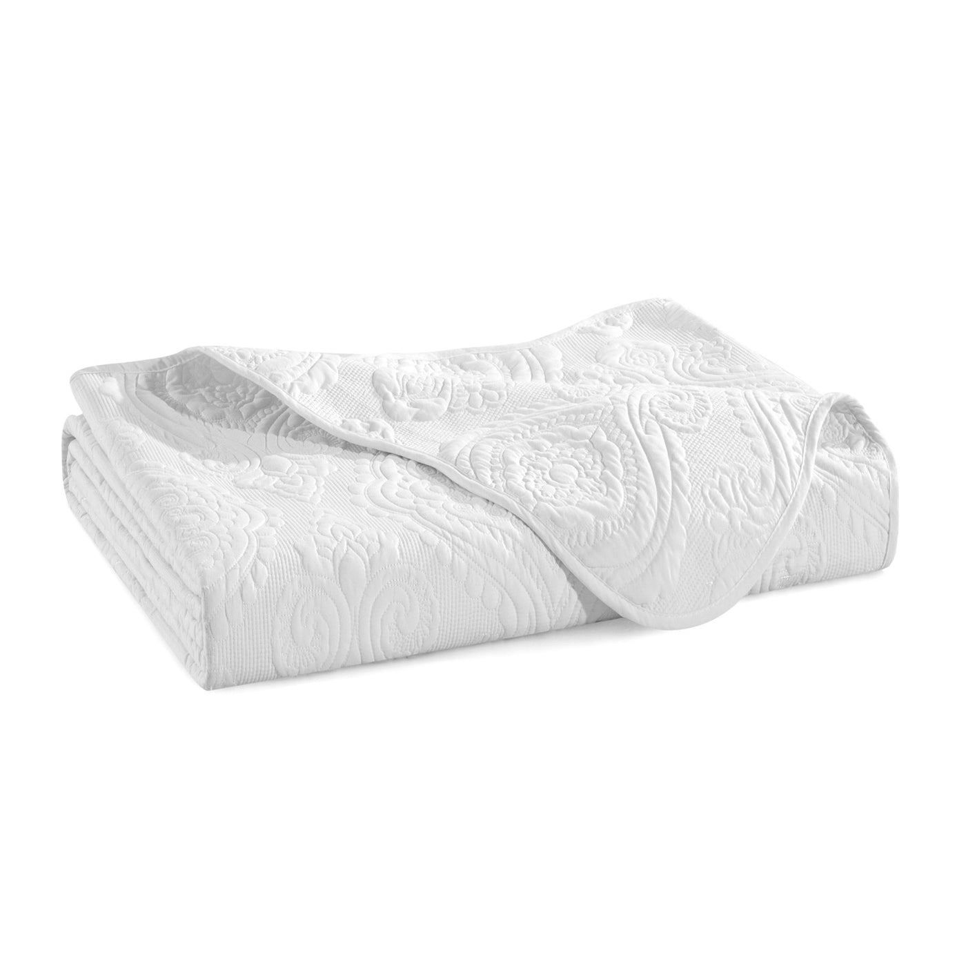 Luxury White Cotton Quilted Bedspread