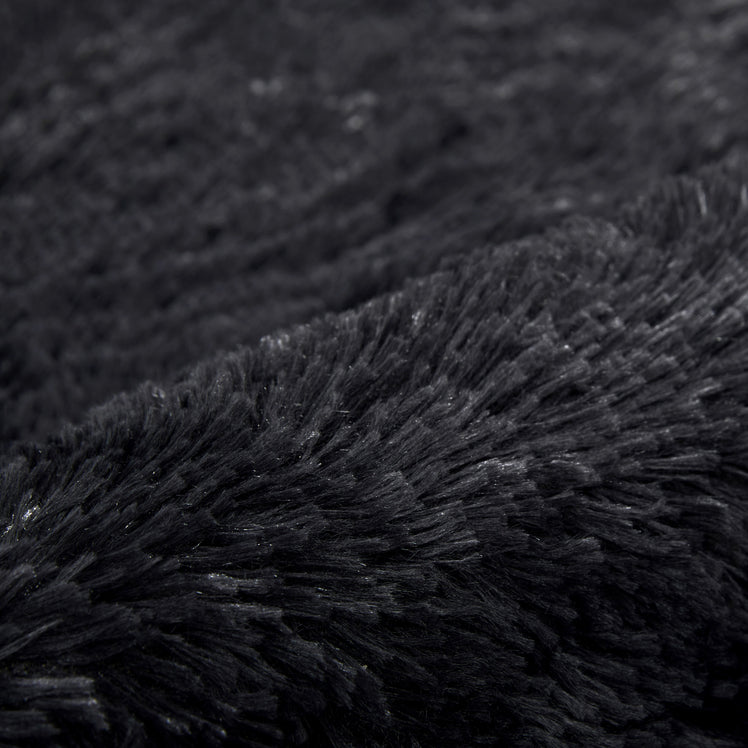 Black Shaggy Rug Faux Fur Anti Slip Soft Fluffy – Oxford Homeware
