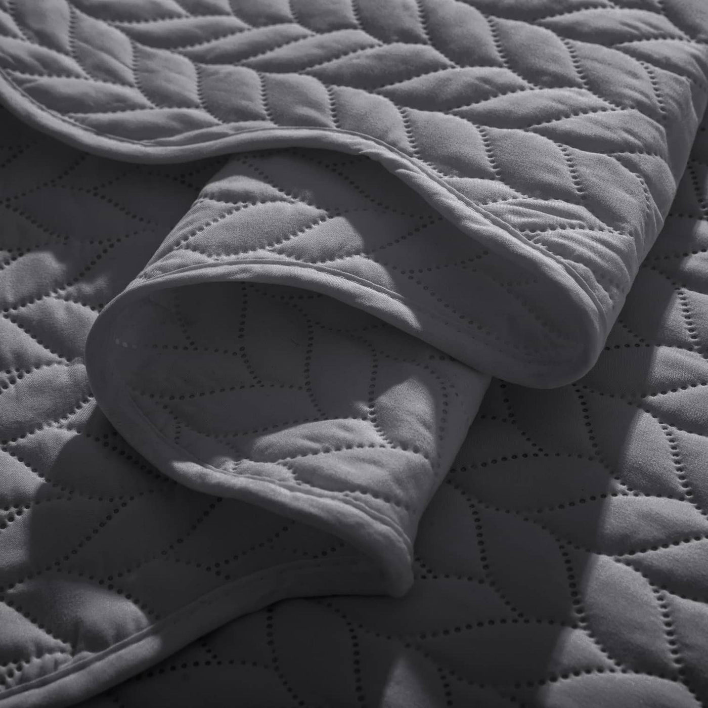 Grey Embossed Quilted Bedspread Set
