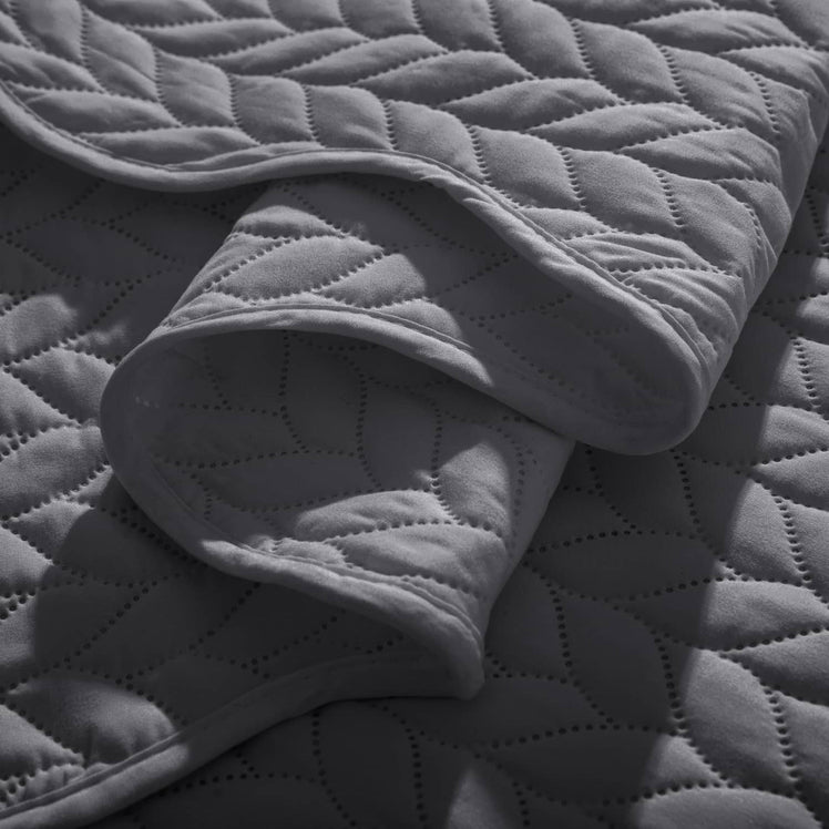 Grey Embossed Quilted Bedspread Set